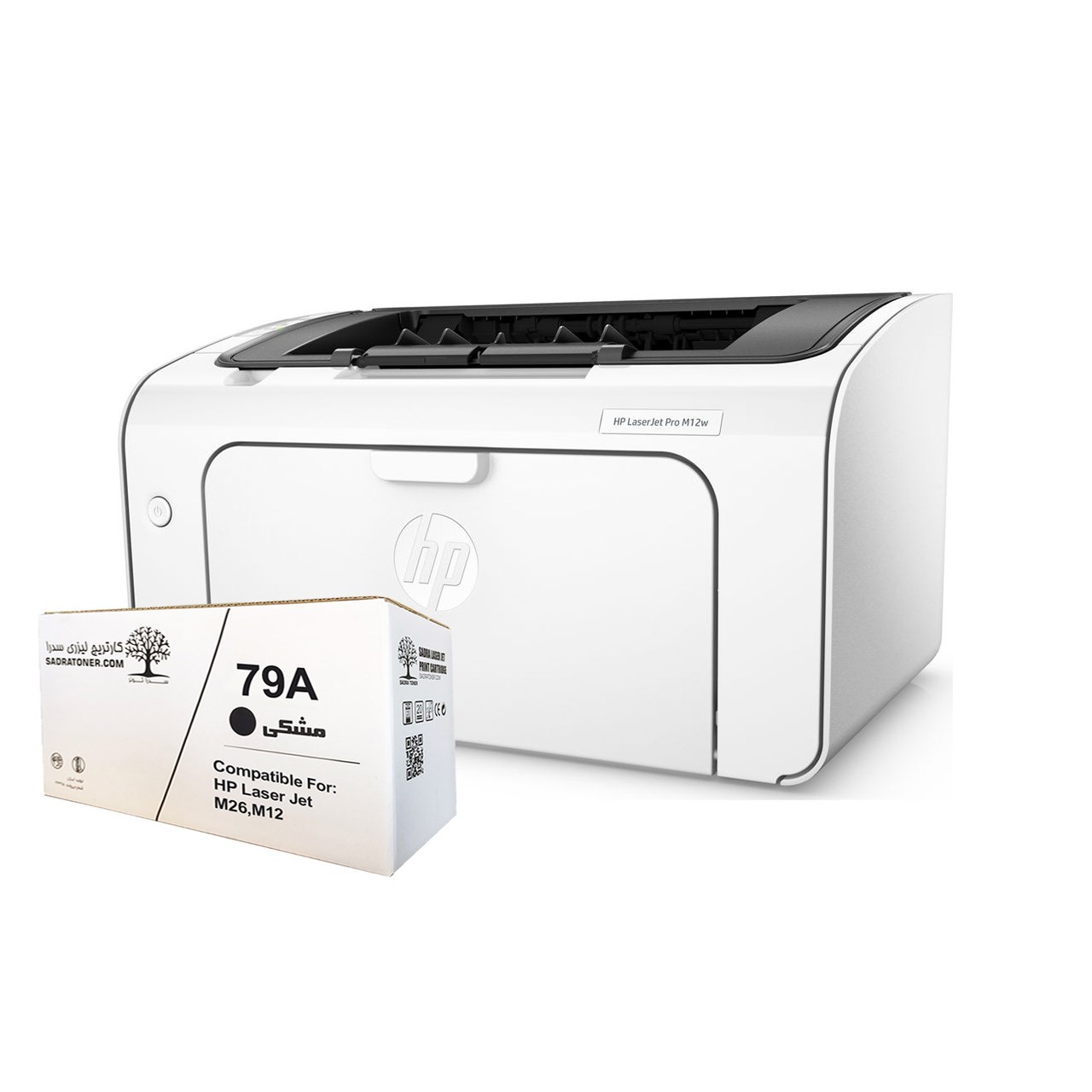 پرینتر لیزری اچ پی مدل LaserJet Pro M12W به همراه یک تونر سدرا مدل 79a