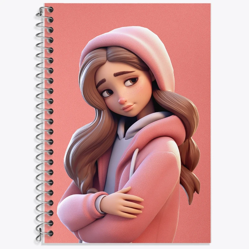 دفتر زبان 50 برگ خندالو مدل سه خط طرح دخترانه کد F2572