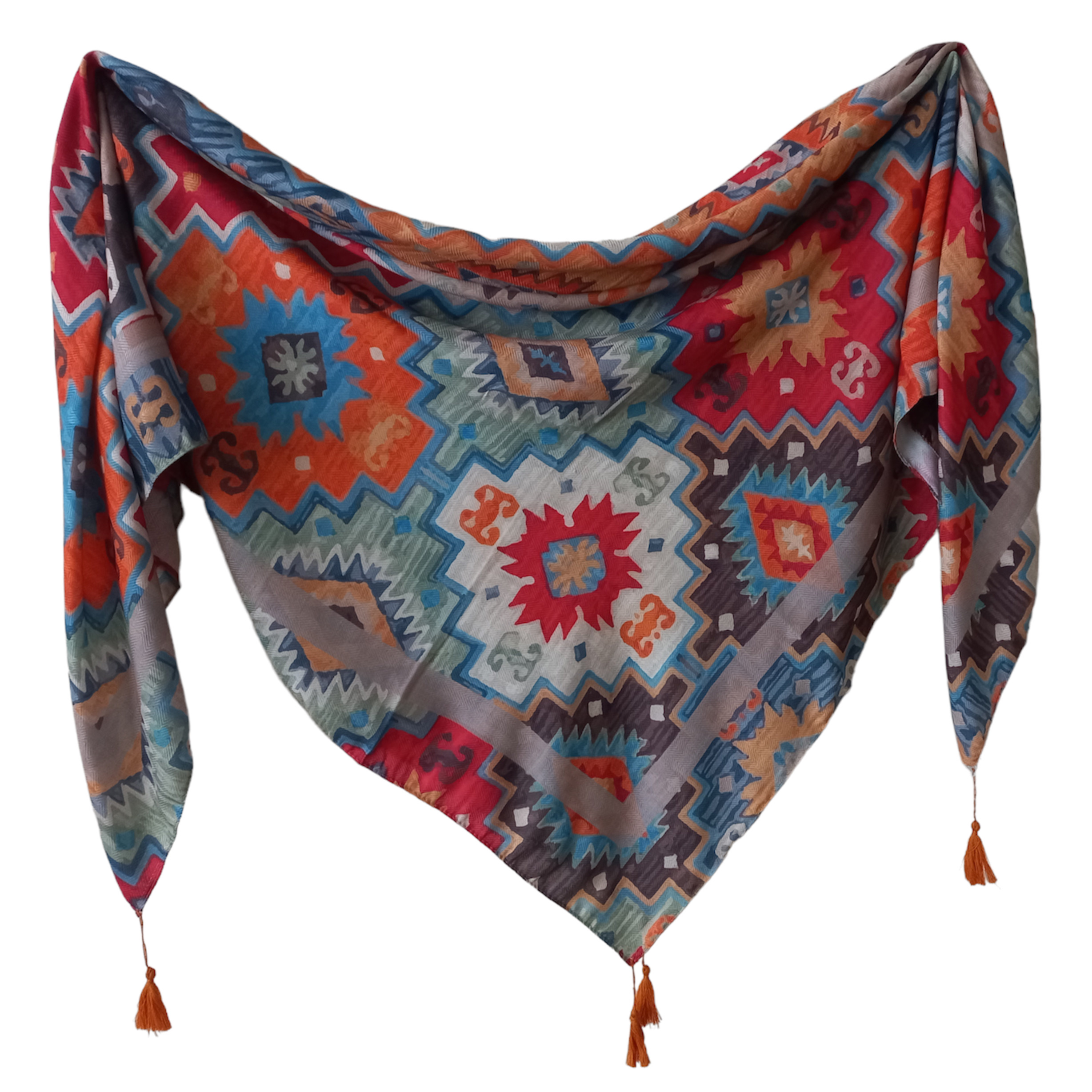 روسری زنانه مدل نخی گلیمی سنتی منگوله دار