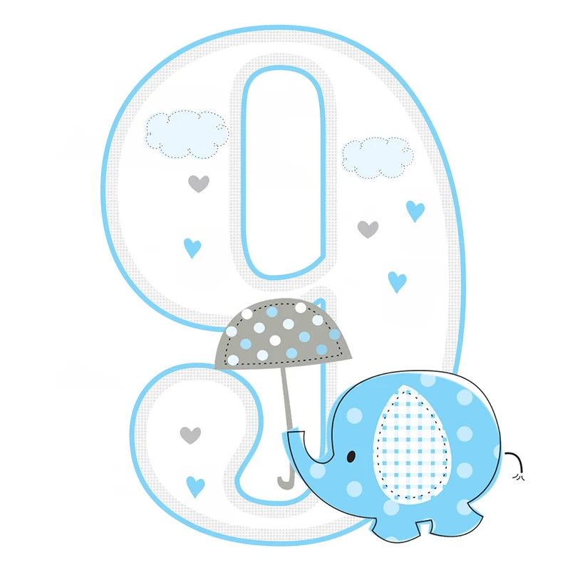  استند رومیزی تولد مدل عدد 9 طرح فیل پسرانه کد 1072