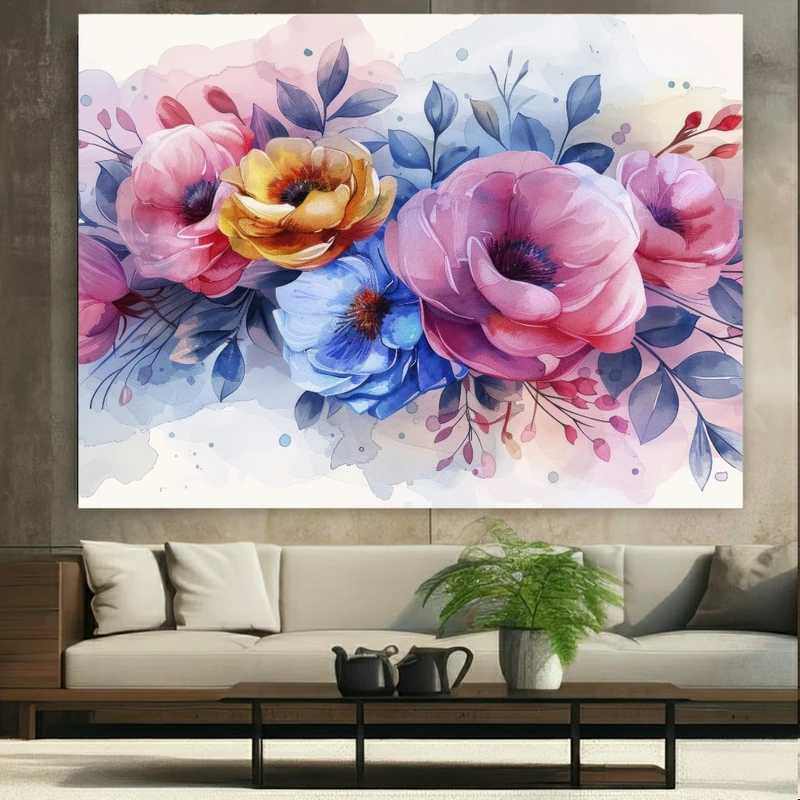 پوستر پارچه ای طرح مخمل گل مدل آبرنگ کد FP105796