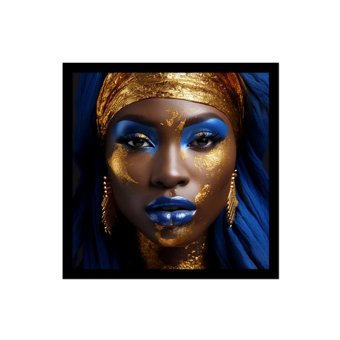 تابلو نوری بکلیت طرح ورق طلا چهره زن آفریقایی مدل B-MID-18817