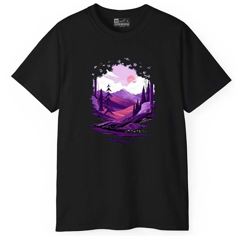 تی شرت آستین کوتاه مردانه پاد آفرین مدل اسپرت طرح کمپینگ طبیعت کد 1145