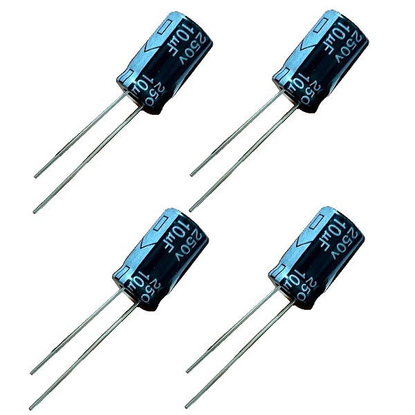 خازن الکترولیت 10 میکروفاراد فوجی مدل HV10UF250V بسته 4 عددی