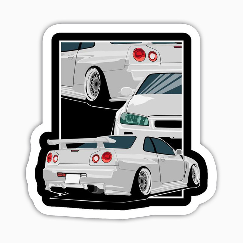 استیکر لپ تاپ و موبایل بووم طرح ماشین مدل3Nissan Skyline GTR R34 کد KT73