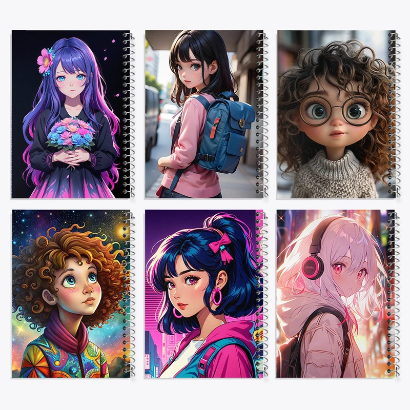 دفتر نقاشی 50 برگ خندالو طرح دخترانه کد 13 مجموعه 6 عددی