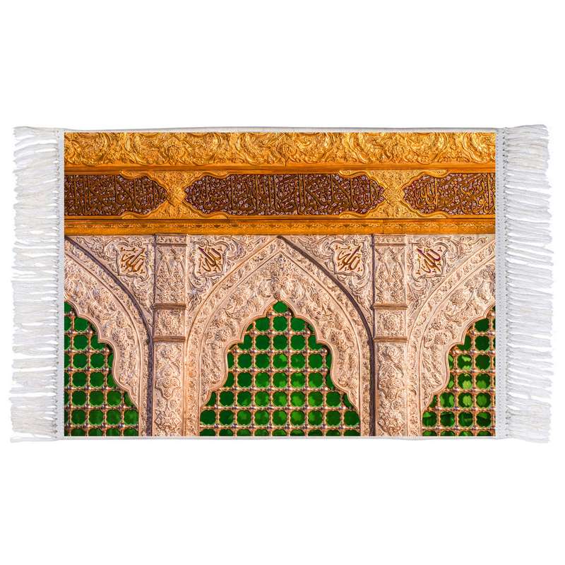 فرش ماشینی دیوارکوب اطلس آبی طرح ضریح حرم امام حسین مدل T2485 