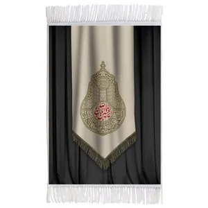 فرش ماشینی دیوارکوب اطلس آبی طرح یا اباعبدالله حسین مدل T2453 