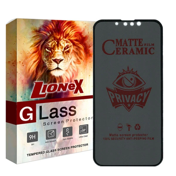 محافظ صفحه نمایش سرامیکی حریم شخصی لایونکس مدل PRCUX مناسب برای گوشی موبایل اپل iPhone 13