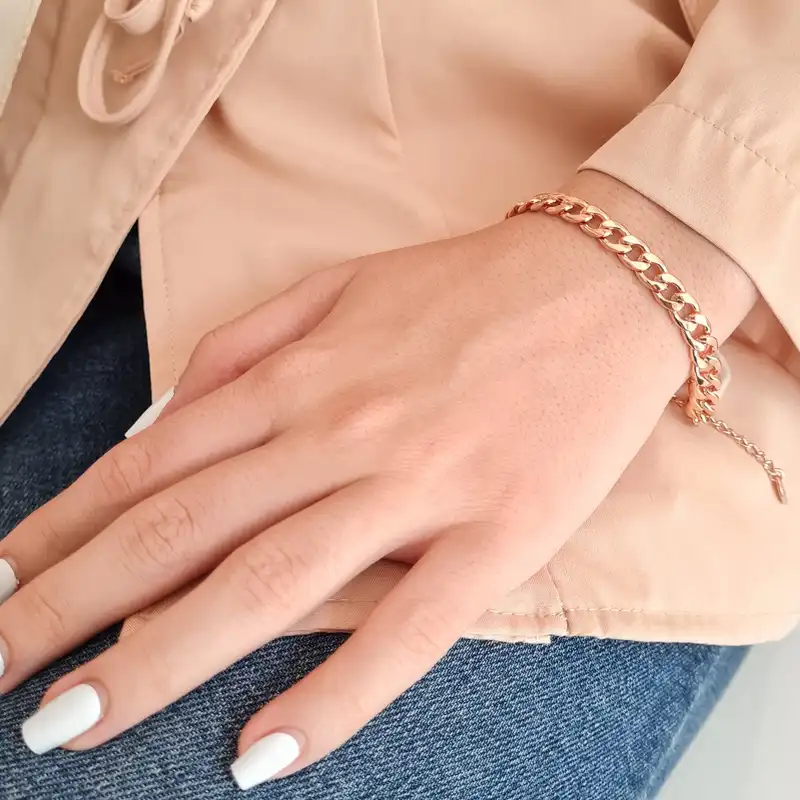 دستبند زنانه زد جی جولری مدل ساده زنجیری