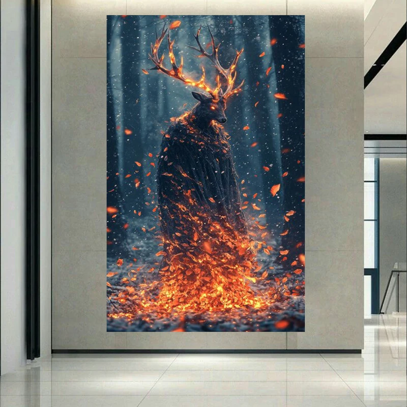  تابلو بوم طرح پادشاه گوزن مدل ایستاده در باد کد AR303134