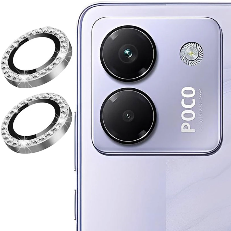 محافظ لنز دوربین فلزی مسیر مدل Diamond Ringi مناسب برای گوشی موبایل شیائومی Poco M7 Pro 5G
