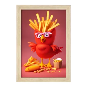 تابلو خندالو مدل سیب زمینی سرخ کرده و پرنده کد F8888