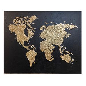  تابلو نقاشی ورق طلا مدل نقشه جهان کد A8025
