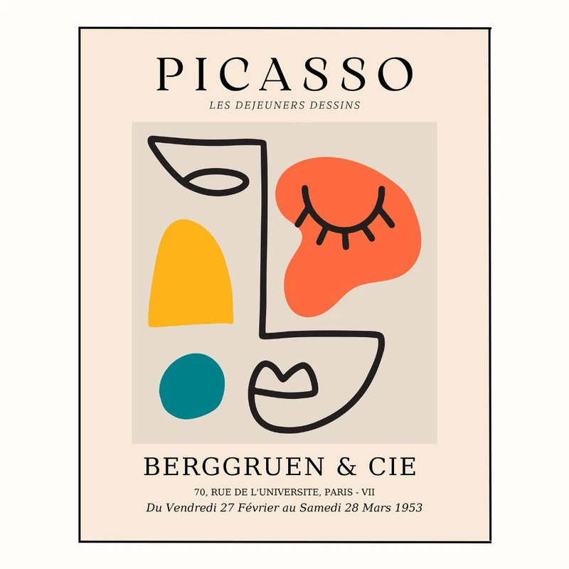 پوستر مدل وینتیج پیکاسو - نقاشی چهره تک خطی 