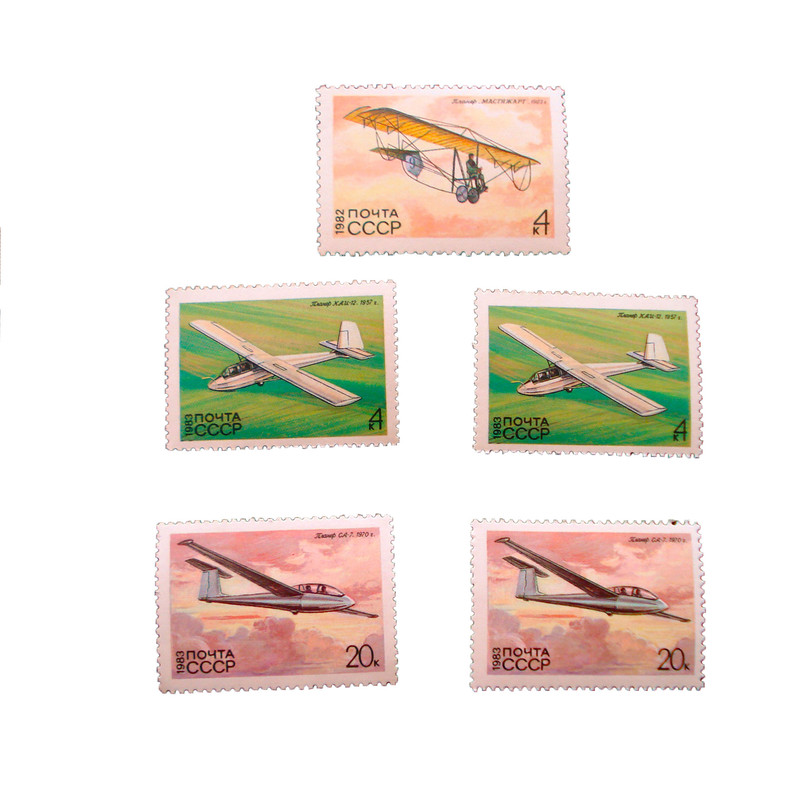 تمبر یادگاری طرح وسیله نقلیه مدل هواپیما کد plane-540 مجموعه 5 عددی