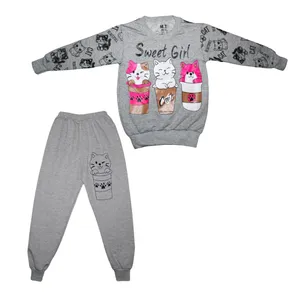 ست سویشرت و شلوار دخترانه مدل گربه های مهربان کد 102