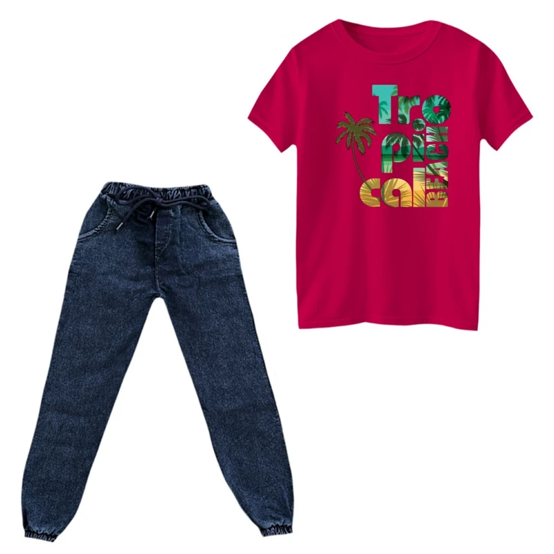 ست تی‌شرت و شلوار پسرانه مدل درخت