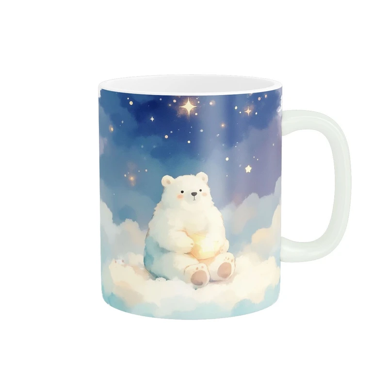 ماگ پاد آفرین طرح خرس قطبی و ستاره ها کد 378