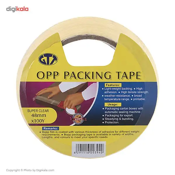 چسب نواری جی تی تی مدل 203940 شفاف با پهنای 48 میلی‌متر