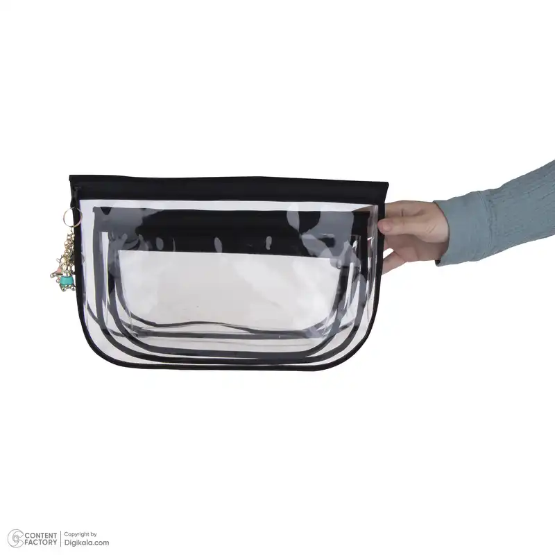 کیف لوازم آرایش زنانه مدل شفاف بسته 3 عددی