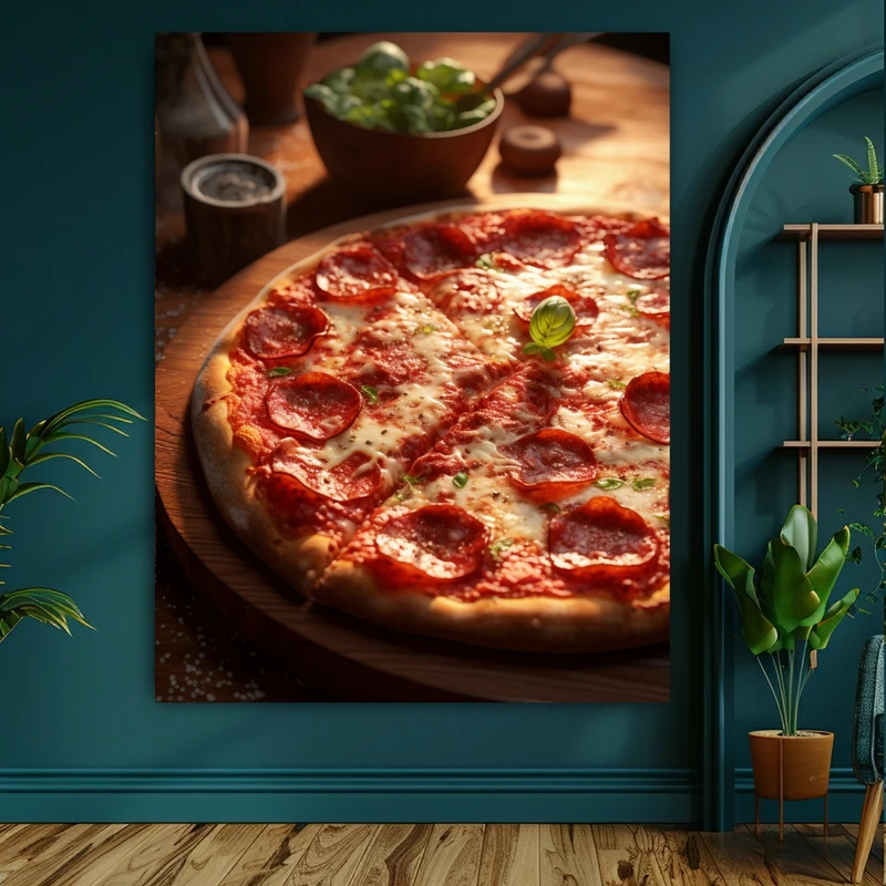 پوستر دیواری طرح رستورانی مدل پیتزا و ریحان کد BK22690