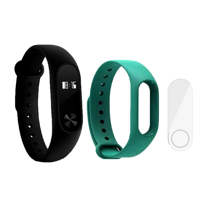مچ بند هوشمند شیائومی مدل Mi Band 2 به همراه گلس و بند مچ بند شیاومی