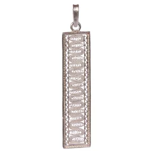 آویز گردنبند نقره ملیله طرح مستطیل کد RM14