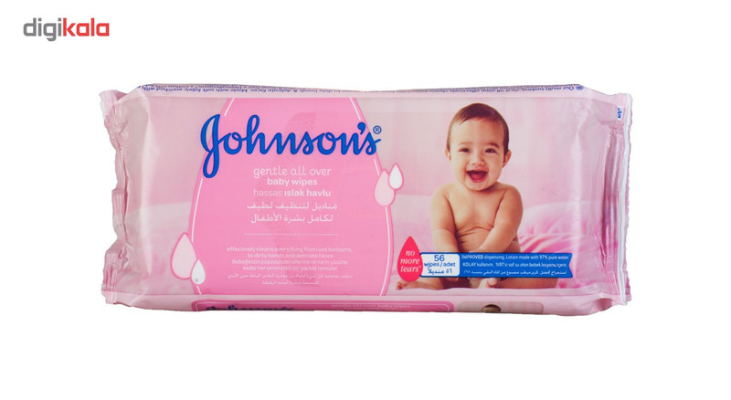 دستمال مرطوب و پاک کننده کودک جانسون مدل gentle all over بسته 56 عددی
