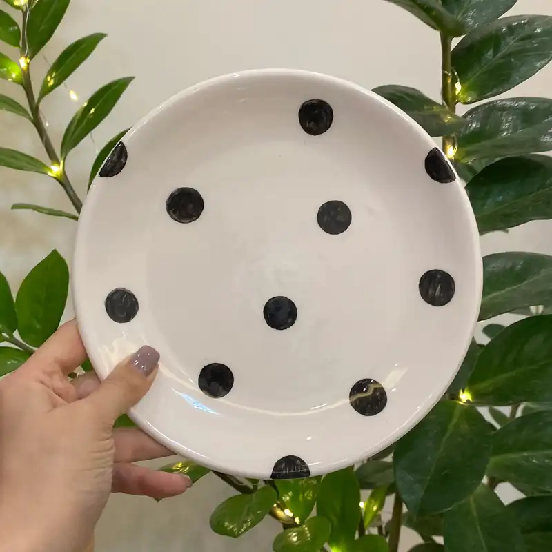 ست بشقاب و فنجان سرامیکی مدل خالخالی