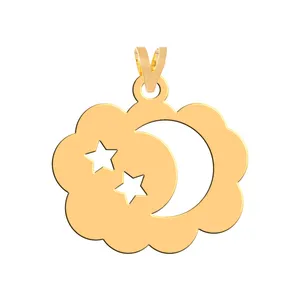 آویز گردنبند طلا 18 عیار زنانه فرشته مدل ماه و ستاره WNL-000134