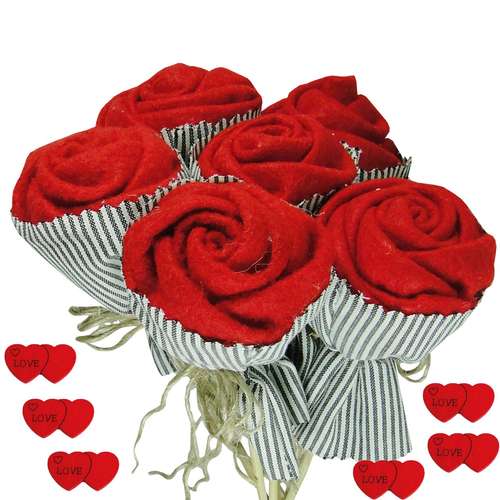 دسته گل مصنوعی مدل Red Rose کد 07892 مجموعه 6 عددی