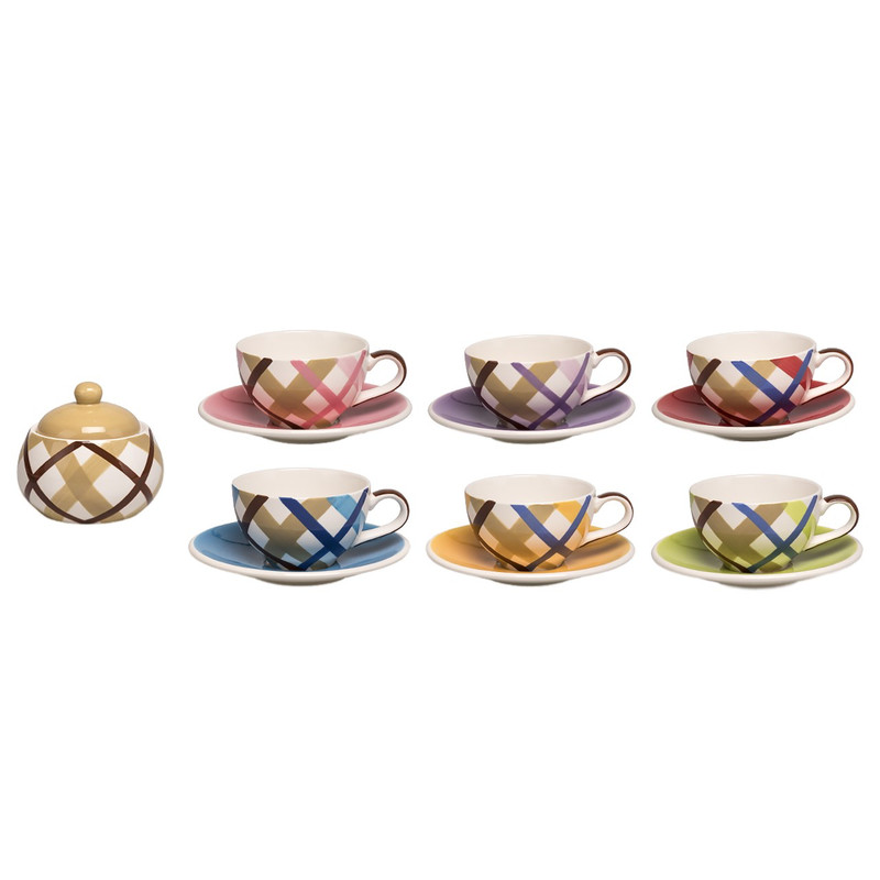 سرویس چای خوری 14 پارچه دلف طرح خطی مدل 1093