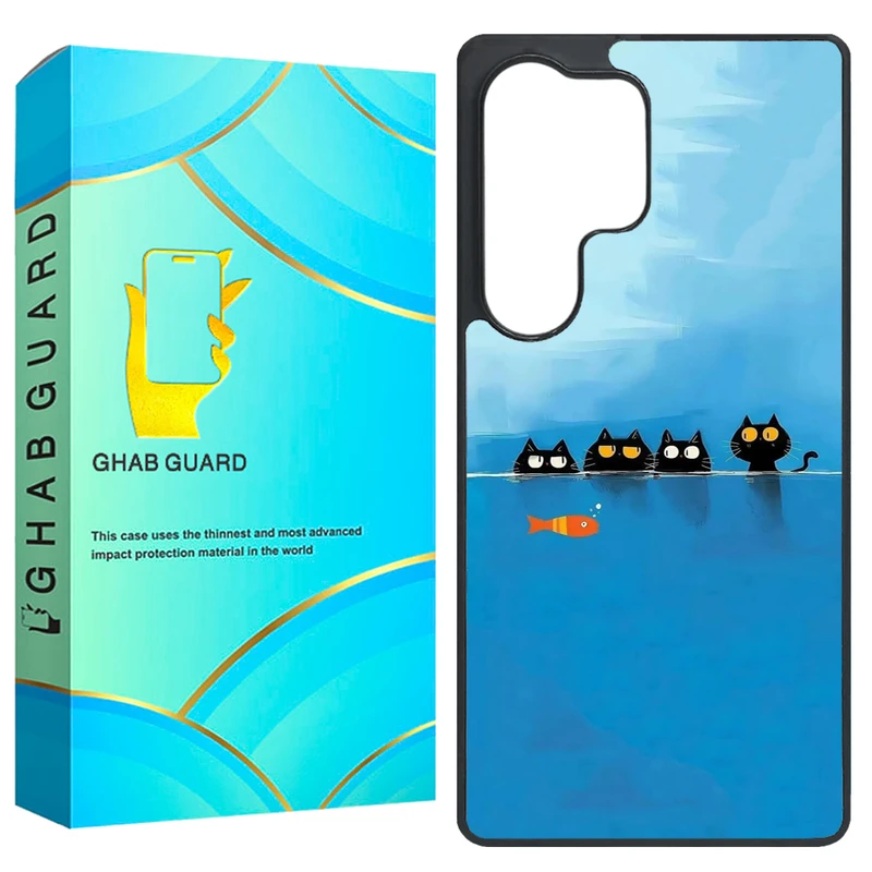 کاور قاب گارد طرح گربه و ماهی مدل GS25U مناسب برای گوشی موبایل سامسونگ Galaxy S25 Ultra 