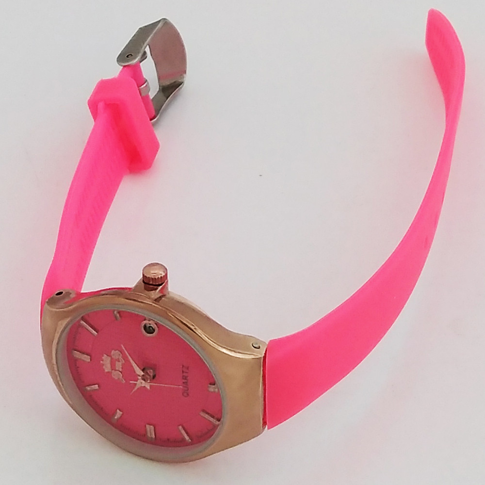 ساعت مچی عقربه ای دخترانه مدل بندسیلیکونی تاریخ شمار کد 2