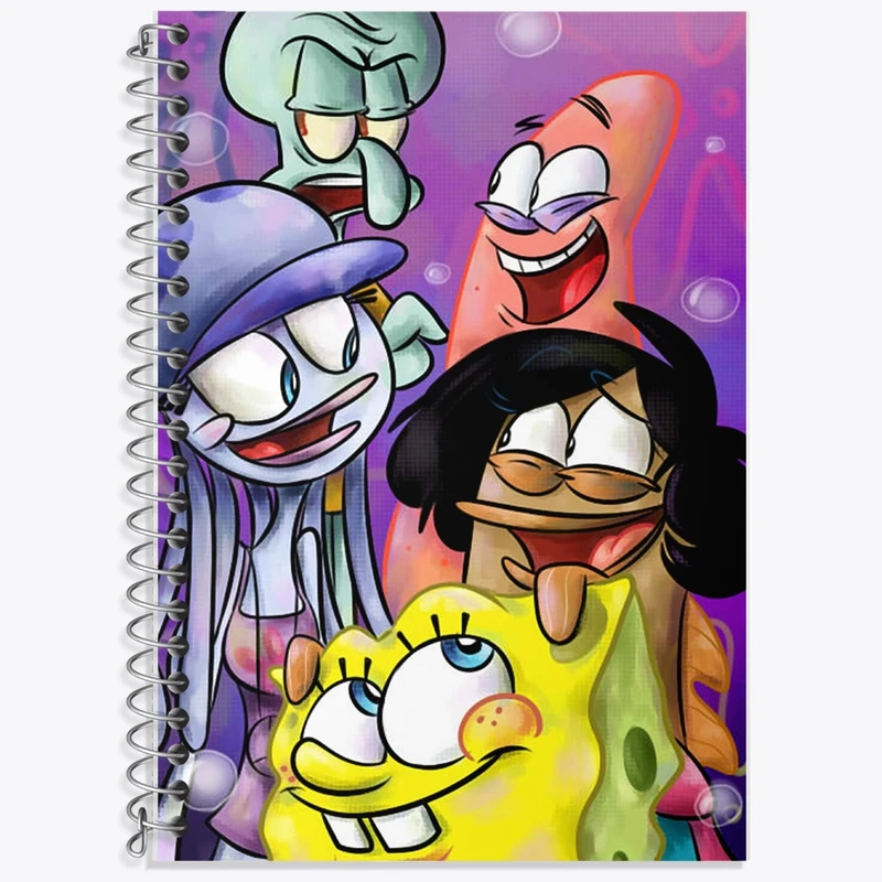 دفتر زبان 50 برگ خندالو مدل دو خط طرح باب اسفنجی و پاتریک کد F1992