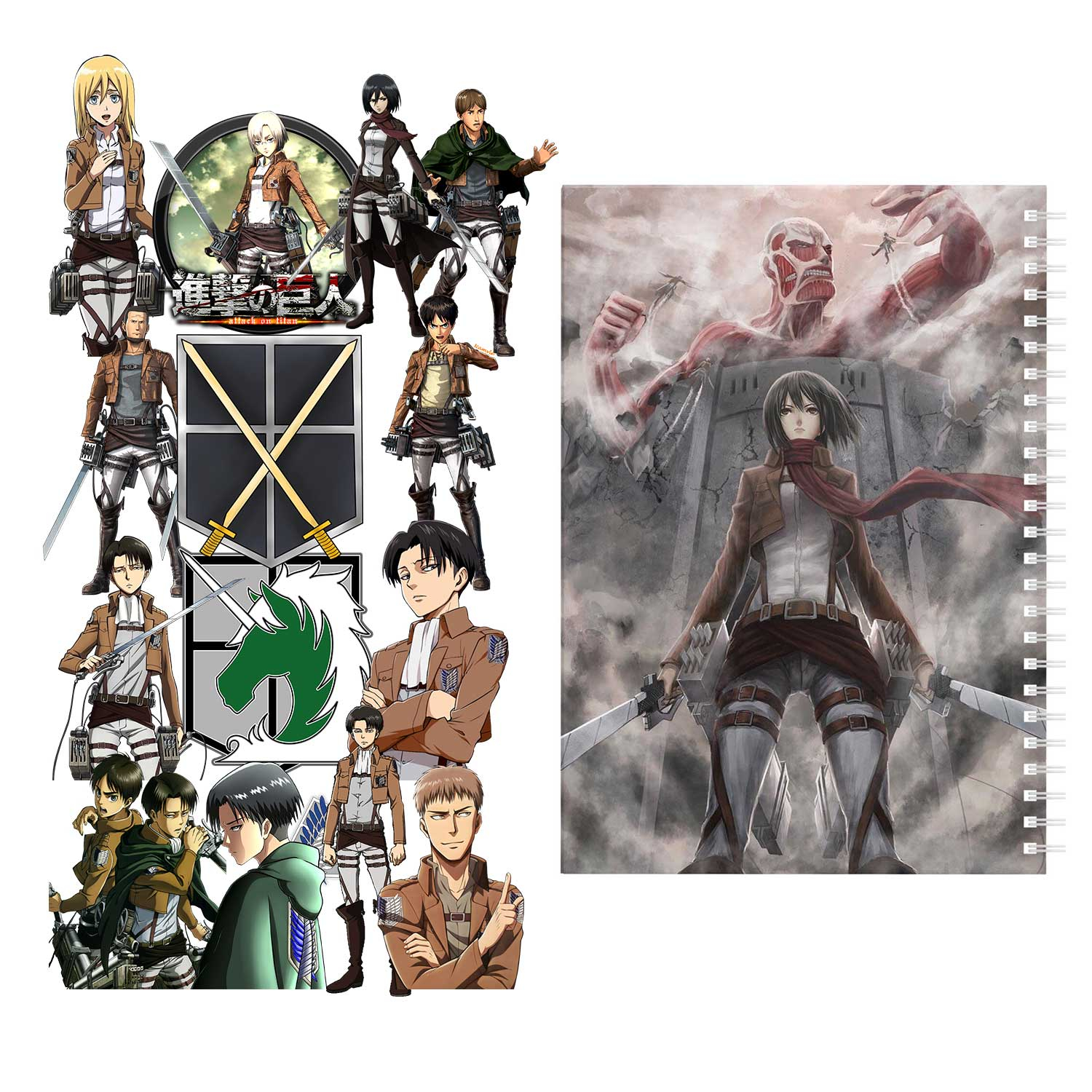 دفتر مشق باژیکان طرح انیمه اتک آن تایتان Attack On Titan کد 20211454 به همراه استیکر لپ تاپ مجموعه 14 عددی