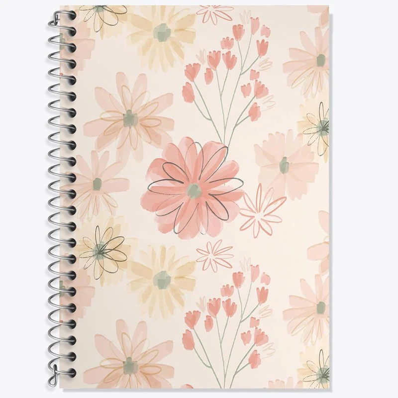 دفتر زبان 50 برگ خندالو مدل دو خط طرح گل گلی کد 29032