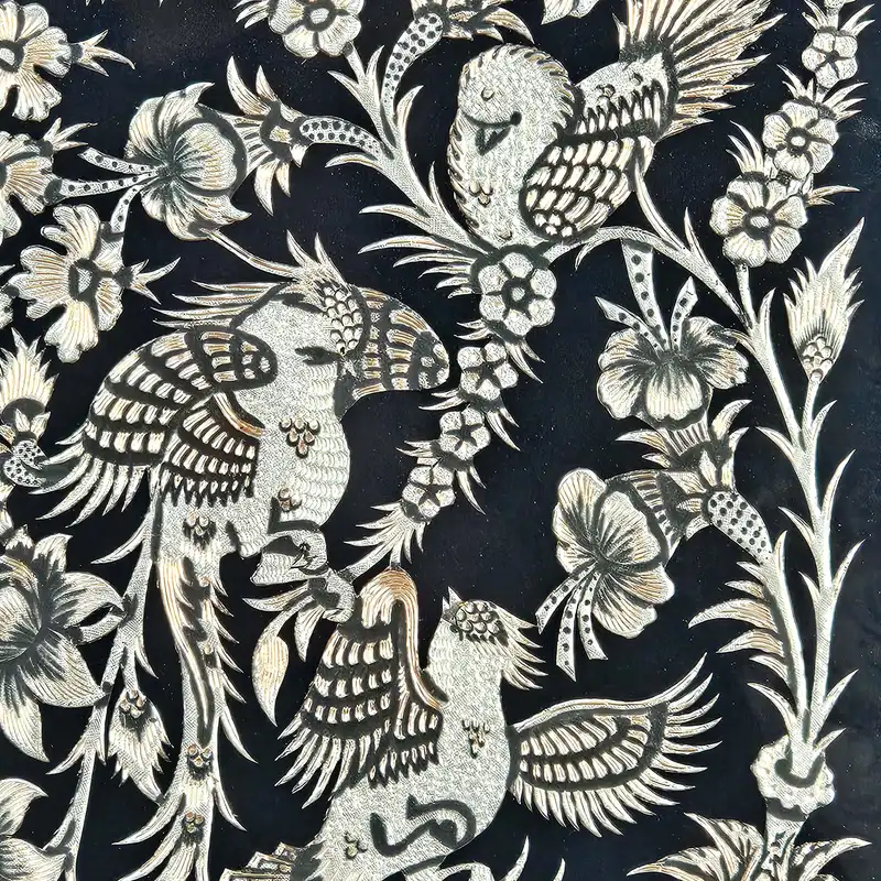 تابلو قلمزنی طرح گل و مرغ کد T5545