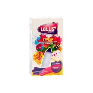 کاندوم لوتوس مدل رنگی TIP DIP بسته 12 عددی