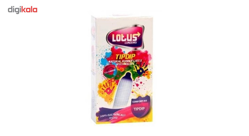 کاندوم لوتوس مدل رنگی TIP DIP بسته 12 عددی