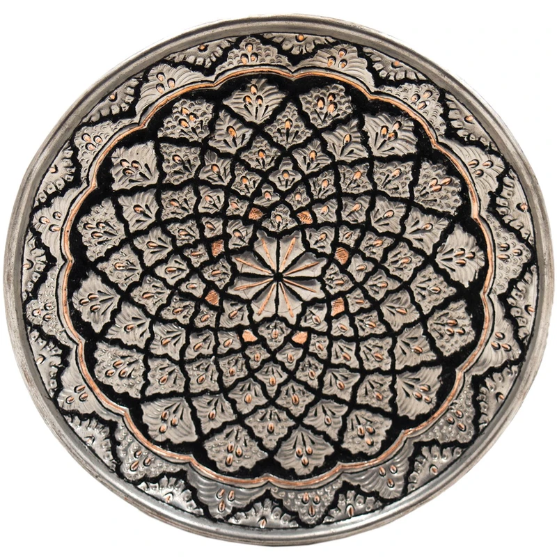 بشقاب قلمزنی رستا طرح خورشیدی مدل16-11-116 قطر 20 سانتی متر