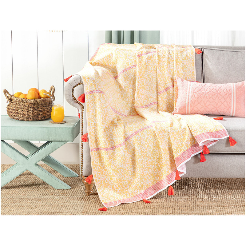 شال مبل مادام کوکو مدل Blancheur سایز 150x150 سانتی متر شال مبل مادام کوکو مدل Blancheur سایز 150x150 سانتی متر