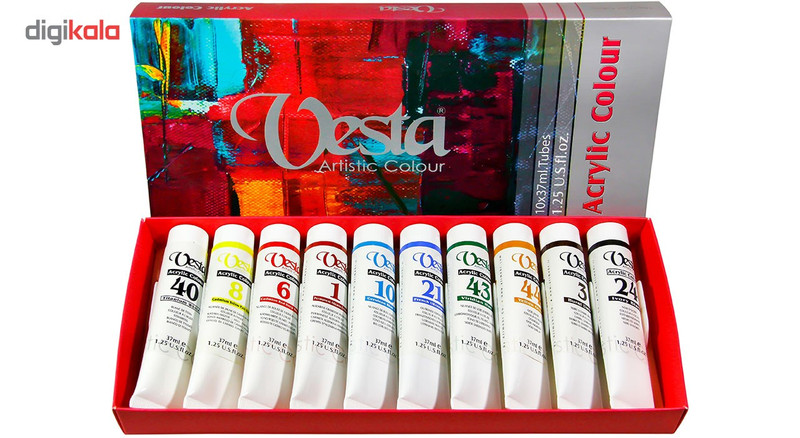 رنگ اکریلیک 10 رنگ وستا حجم 37 میلی لیتر رنگ اکریلیک 10 رنگ وستا حجم 37 میلی لیتر