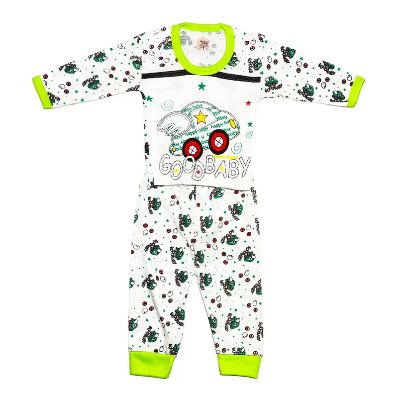 ست تی شرت آستین بلند و شلوار نوزادی مدل پی فور کد 040