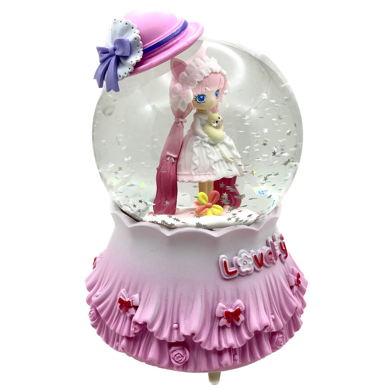 گوی موزیکال مدل پمپی Lovely طرح دختر زیبای کلاهدار کد PA9069