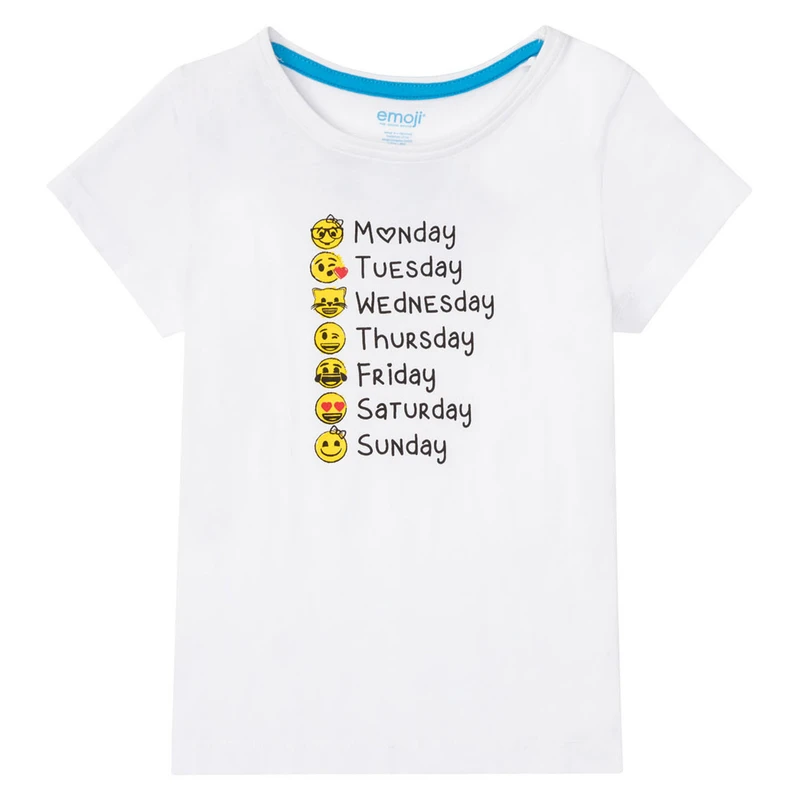 تی شرت آستین کوتاه دخترانه ایموجی مدل SEP-DAYS02