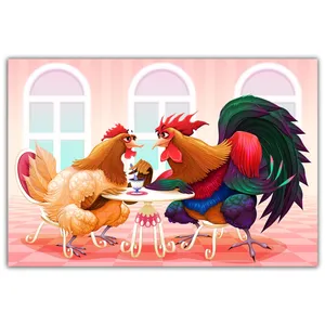 تابلو دیواری چوبی دکوگراف مدل Hen کد 410 سایز 60x40 سانتی متر