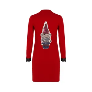 پیراهن بافتنی یقه ایستاده زنانه مدل بابانوئل کد ۱۱