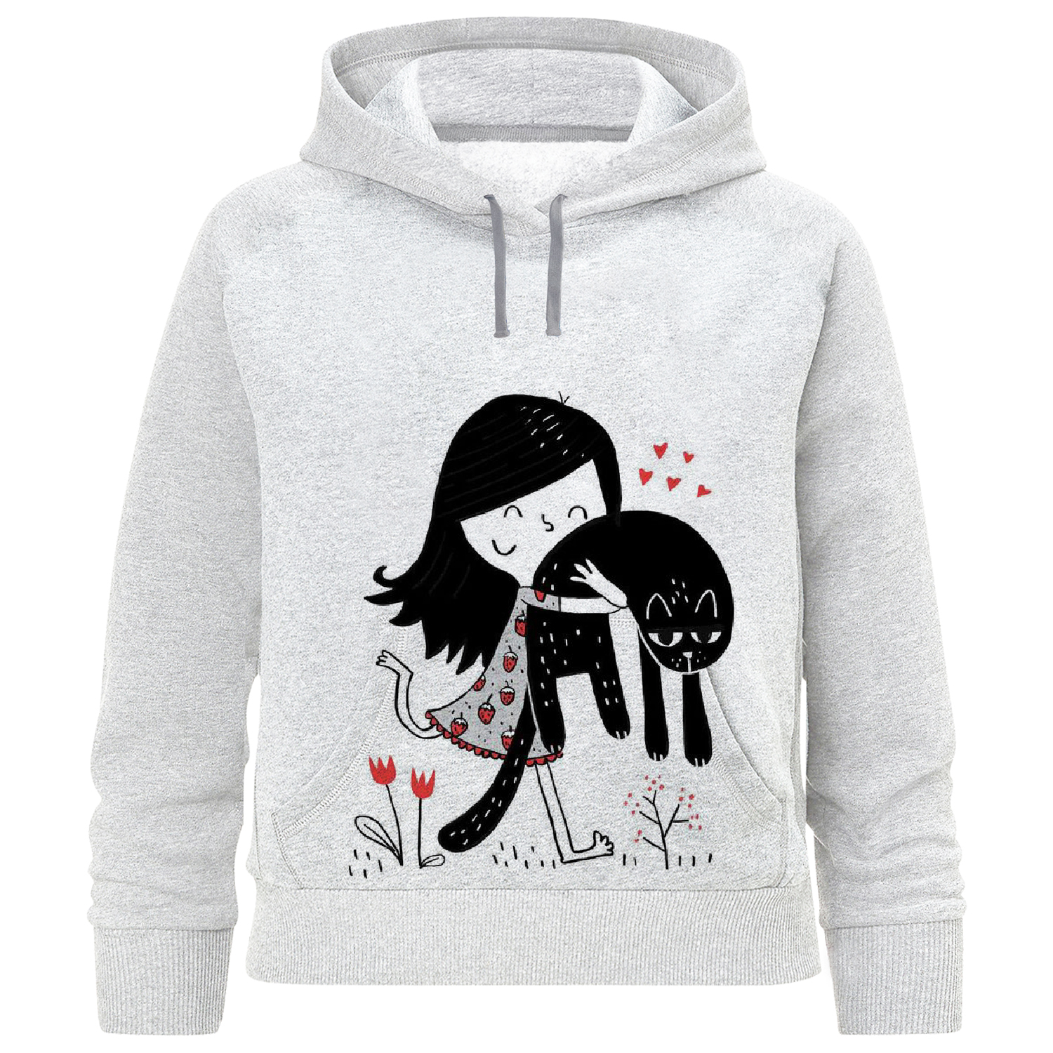 هودی دخترانه مدل دختر و گربه F767